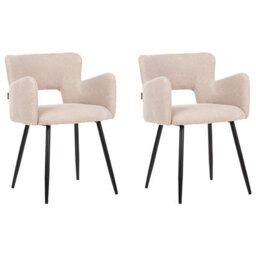 Beliani Set Of 2 Dining Chairs Sanilac Boucle Beige - thumbnail 4