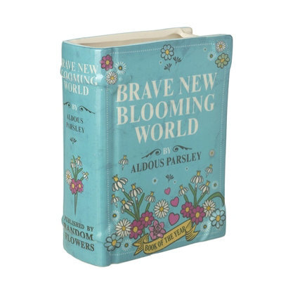 Heaven Sends Ceramic Book Vase 'brave New Blooming World', Decorative Blue Book Shaped Vase For Flowers And Home Décor - image 1