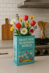 Heaven Sends Ceramic Book Vase 'brave New Blooming World', Decorative Blue Book Shaped Vase For Flowers And Home Décor - thumbnail 6