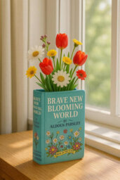 Heaven Sends Ceramic Book Vase 'brave New Blooming World', Decorative Blue Book Shaped Vase For Flowers And Home Décor - thumbnail 5