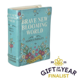 Heaven Sends Ceramic Book Vase 'brave New Blooming World', Decorative Blue Book Shaped Vase For Flowers And Home Décor - thumbnail 2