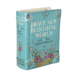 Heaven Sends Ceramic Book Vase 'brave New Blooming World', Decorative Blue Book Shaped Vase For Flowers And Home Décor