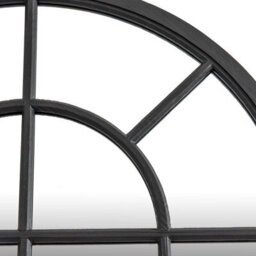 Wyld Haus Large Black Industrial Arched Wooden Windowpane Mirror 1350 X 900 mm - thumbnail 4