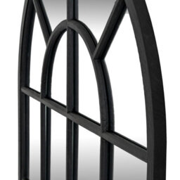 Wyld Haus Large Black Industrial Arched Wooden Windowpane Mirror 1350 X 900 mm - thumbnail 3