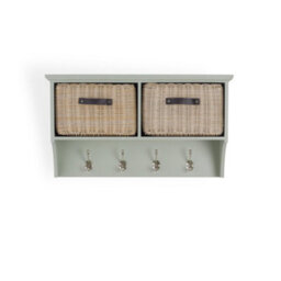 Statement Furniture Tebury Wall Mounted Hanging Shelf With Coat Rack And Storage Baskets - Sage Green - thumbnail 3