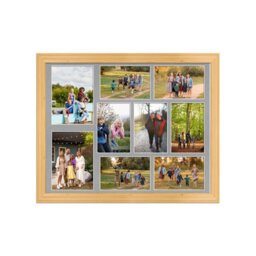AK Frames 20X16 Light Oak Classic Multi Photo Frame With Silver Mount - Holds 9 Apertures (2X) 7X5, (7X) 6X4 Photos