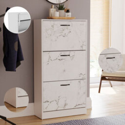 Lassic Vida Designs 3 Drawer Shoe Cabinet, White Marble - thumbnail 8