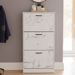 Lassic Vida Designs 3 Drawer Shoe Cabinet, White Marble - thumbnail 4