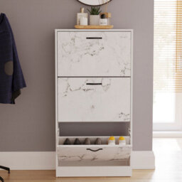 Lassic Vida Designs 3 Drawer Shoe Cabinet, White Marble - thumbnail 5