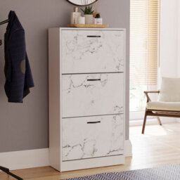 Lassic Vida Designs 3 Drawer Shoe Cabinet, White Marble - thumbnail 1