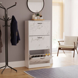 Lassic Vida Designs 3 Drawer Shoe Cabinet, White Marble - thumbnail 6