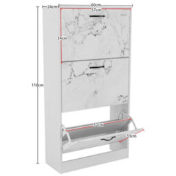 Lassic Vida Designs 3 Drawer Shoe Cabinet, White Marble - thumbnail 2