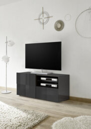 FurniComp LTD Furnicomp Lyon 1 Door 1 Drawer Small Grey Gloss Tv Unit - thumbnail 1