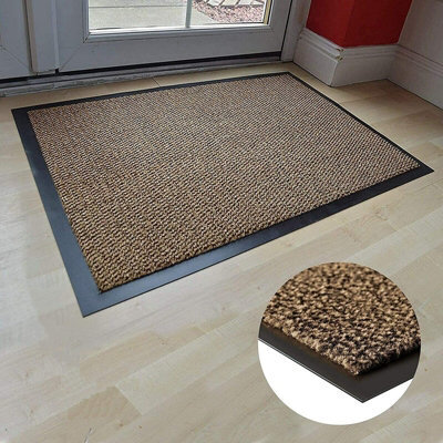 Wadan Brown 90X200Cm Door Mat, Heavy Duty Washable Non-Slip Rubber Back Entrance Rug, Shoes Scraper Barrier Mat Indoor & Outdoor