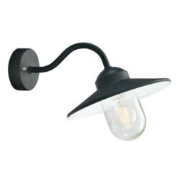 Elstead Karlstad 1 Light Outdoor Fisherman Dome Wall Lantern Light Black Ip55, E27 - thumbnail 1