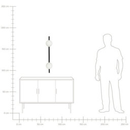 Beliani 2-Light Wall Lamp, Black Metal With White Frosted Glass Globes, 85 Cm - thumbnail 7