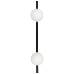 Beliani 2-Light Wall Lamp, Black Metal With White Frosted Glass Globes, 85 Cm - thumbnail 2