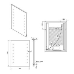 Sundaze 500 X 700mm Led Bathroom Mirror Lights With Demister Pad Button Switch Illuminated - thumbnail 4