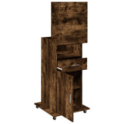 Berkfield Lectern With Wheels & Drawer Smoked Oak 55X55X107 Cm Engineered Wood - thumbnail 8
