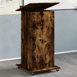 Berkfield Lectern With Wheels & Drawer Smoked Oak 55X55X107 Cm Engineered Wood - thumbnail 1