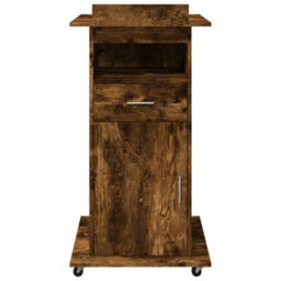 Berkfield Lectern With Wheels & Drawer Smoked Oak 55X55X107 Cm Engineered Wood - thumbnail 4