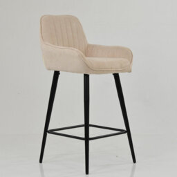 Lakeland Furniture Hamilton Natural Cream Fabric Black Fixed Base Bar Stool - thumbnail 4