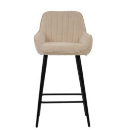 Lakeland Furniture Hamilton Natural Cream Fabric Black Fixed Base Bar Stool