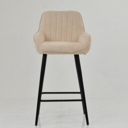 Lakeland Furniture Hamilton Natural Cream Fabric Black Fixed Base Bar Stool - thumbnail 3