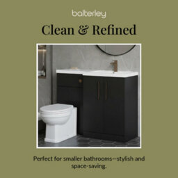 Balterley Right-Hand Bathroom Vanity And Wc Unit Combination With Basin - 1100mm - Satin Dark Grey With Brushed Bronze Handles - thumbnail 7