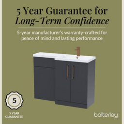 Balterley Right-Hand Bathroom Vanity And Wc Unit Combination With Basin - 1100mm - Satin Dark Grey With Brushed Bronze Handles - thumbnail 6