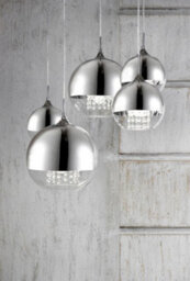 Luminosa Lighting Luminosa Fermi Cluster Ceiling Pendant Lamp Nickel & Crystal, 5 Light, E27 - thumbnail 2