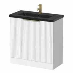 Affine Fluted 800mm Bathroom Vanity Unit Basin Floorstanding Cupboard Soft Close White - thumbnail 4