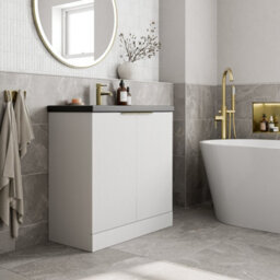 Affine Fluted 800mm Bathroom Vanity Unit Basin Floorstanding Cupboard Soft Close White - thumbnail 2