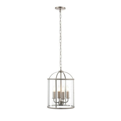 Luminosa Lighting Luminosa Lambeth 4 Light Ceiling Pendant Clear Glass, Satin Nickel, E14