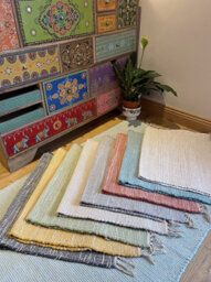 Second Nature Online Hush Hand Loomed Soft Cotton Rug In Muted Colours / 60 X 90 Cm / Mustard Yellow - thumbnail 2