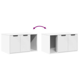 Vidaxl Cat Litter Box Enclosure White 80X50X45 Cm Engineered Wood - thumbnail 8