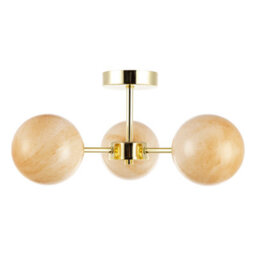Happy Homewares Designer Polished Gold Ceiling Light With Amber Marble Glass Shades - thumbnail 5