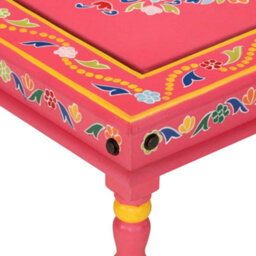 Berkfield Durable Coffee Table Pink Hand Painted Solid Wood Mango - thumbnail 4