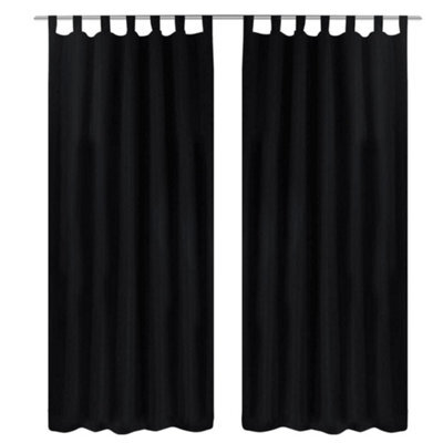 Berkfield 2 Pcs Black Micro-Satin Curtains With Loops 140 X 245 Cm - image 1