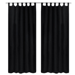 Berkfield 2 Pcs Black Micro-Satin Curtains With Loops 140 X 245 Cm