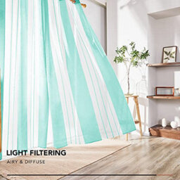 Deconovo Yarn-Dyed Voile Curtains Semi Transparent Net Curtains Sheer Curtains, 55 X 90 Inch Wooden Green 2 Panels - thumbnail 3