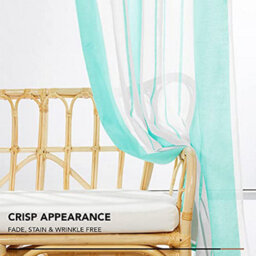 Deconovo Yarn-Dyed Voile Curtains Semi Transparent Net Curtains Sheer Curtains, 55 X 90 Inch Wooden Green 2 Panels - thumbnail 4