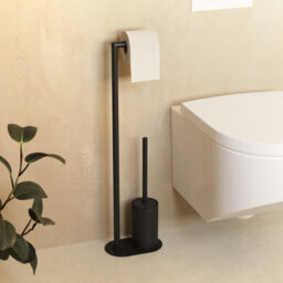 Cosmic Paper Holder With Toilet Brush, Matt Black, Architect S+ Collection - thumbnail 2