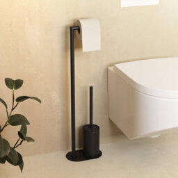 Cosmic Paper Holder With Toilet Brush, Matt Black, Architect S+ Collection - thumbnail 6