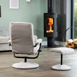 Ripley Soft Fabric Swivel Based Recliner And Footstool - Stone - thumbnail 4