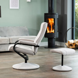 Ripley Soft Fabric Swivel Based Recliner And Footstool - Stone - thumbnail 5