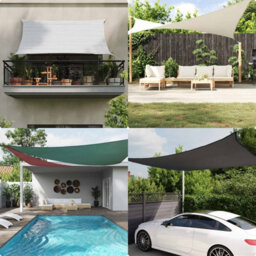 Walplus Sun Shade Sail Light Grey And White 5 X 7 X 7 M - thumbnail 3