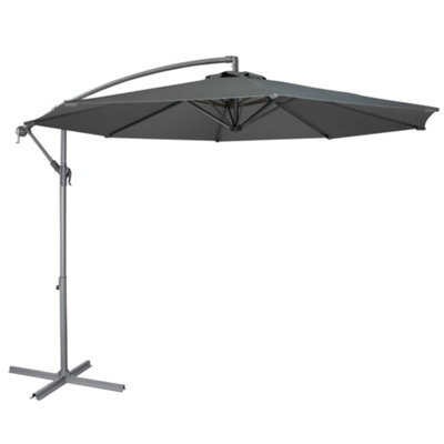 Dellonda 3M Banana Parasol/umbrella With Cover, Crank Handle, Grey - Dg264 - image 1