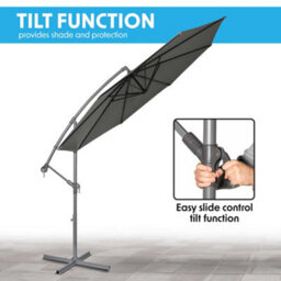 Dellonda 3M Banana Parasol/umbrella With Cover, Crank Handle, Grey - Dg264 - thumbnail 2
