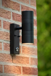 Lucide Arne Led Outdoor Up & Down Wall Light With Pir Sensor Black - thumbnail 4
